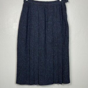 Brian Tucker Vintage Pure New Wool Midi Length Pleated Skirt Size 10